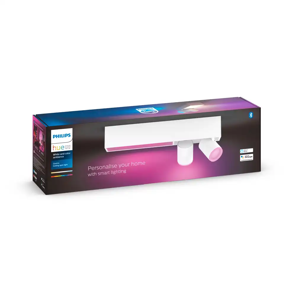 Regleta Centris Philips Hue blanca con 2 focos White & Color con caja original.