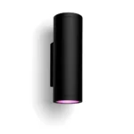 Aplique exterior Appear Philips Hue negro encendido en color rosa.