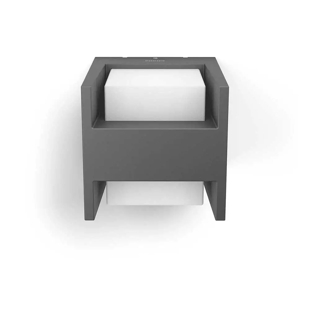 tiendas deco aplique arbour led 2 x 45w 2700k antracita ip44 philips 2