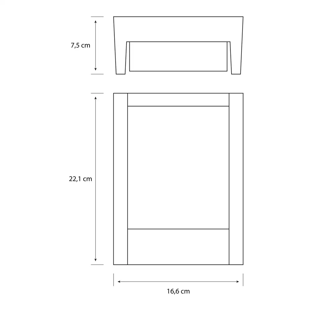 Aplique Philips Arbour LED antracita IP44 con medidas técnicas y dimensiones sobre fondo blanco