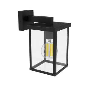 Aplique Bellini Negro Cuadrado IP44 exterior E27 (Sin Bombilla) – Philips - Imagen 1