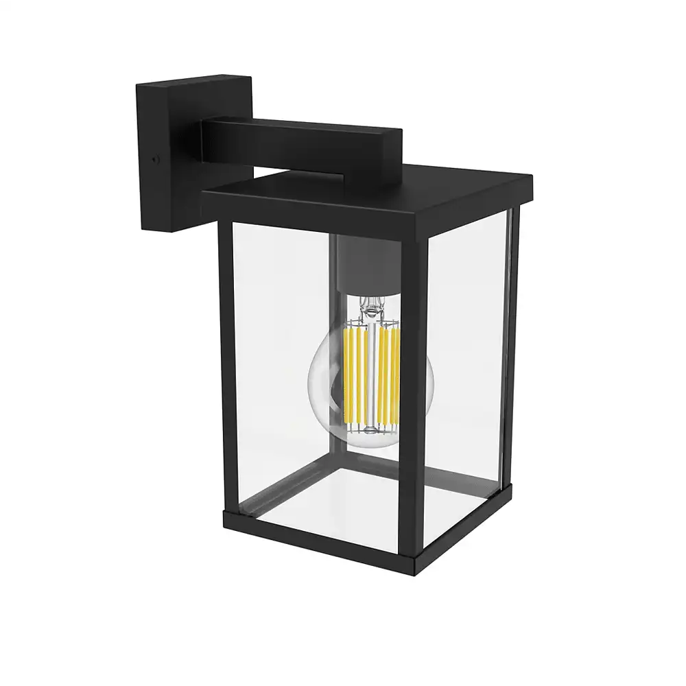 Aplique exterior Bellini negro cuadrado Philips IP44 con portalámparas E27 sin bombilla