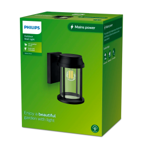 Aplique Bellini Negro Redondo IP44 exterior E27 (Sin Bombilla) – Philips - Imagen 2