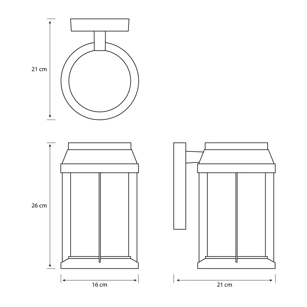 Aplique exterior Bellini negro redondo Philips IP44 con medidas técnicas y dimensiones