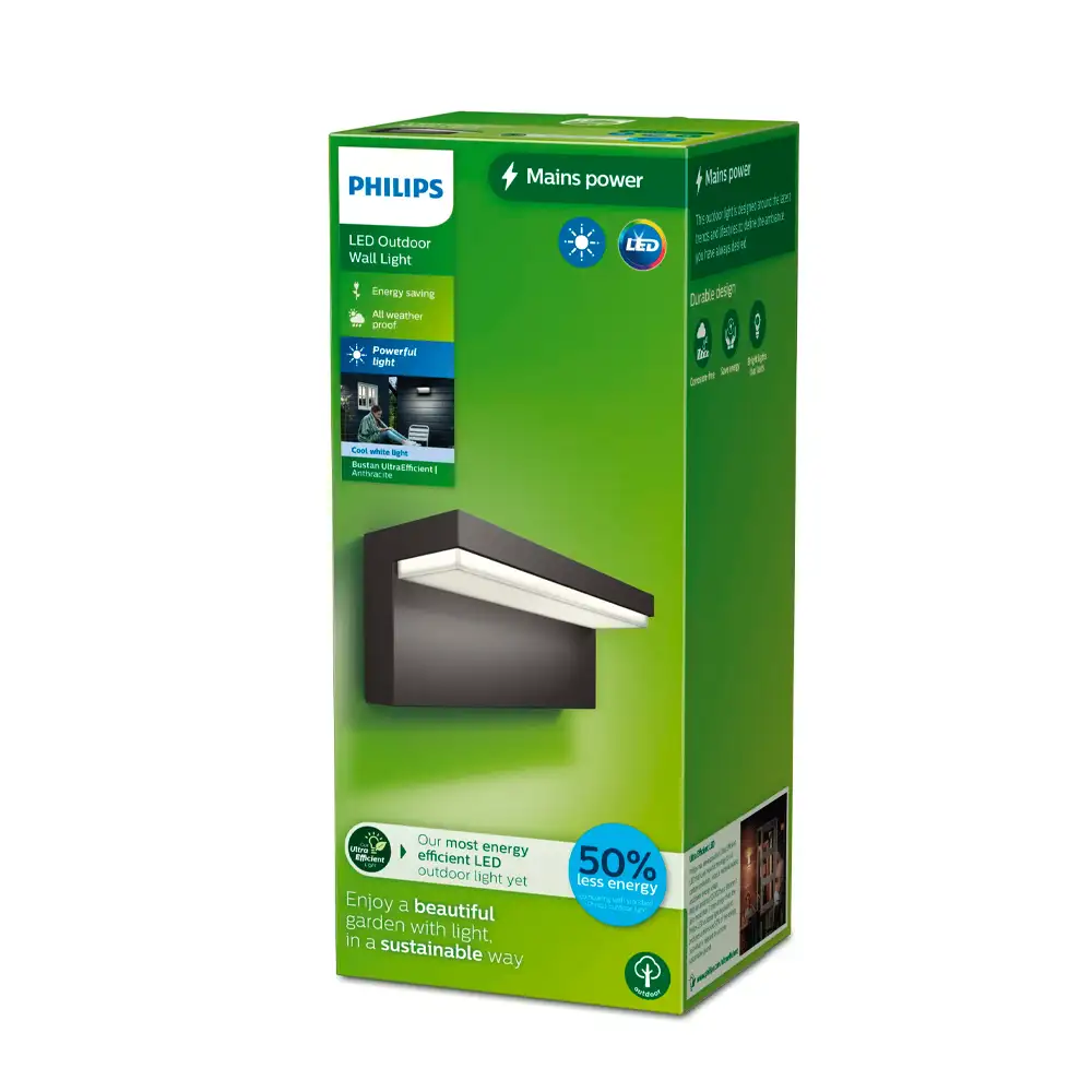 tiendas deco aplique bustan led 1 x 38w 4000k ultra eficiente con sensor antracita ip44 philips 3