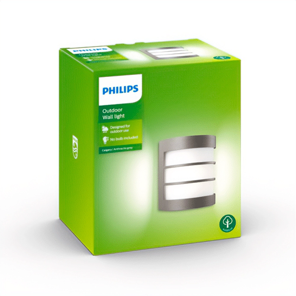 Caja packaging aplique exterior Philips Calgary antracita IP44 sin bombilla