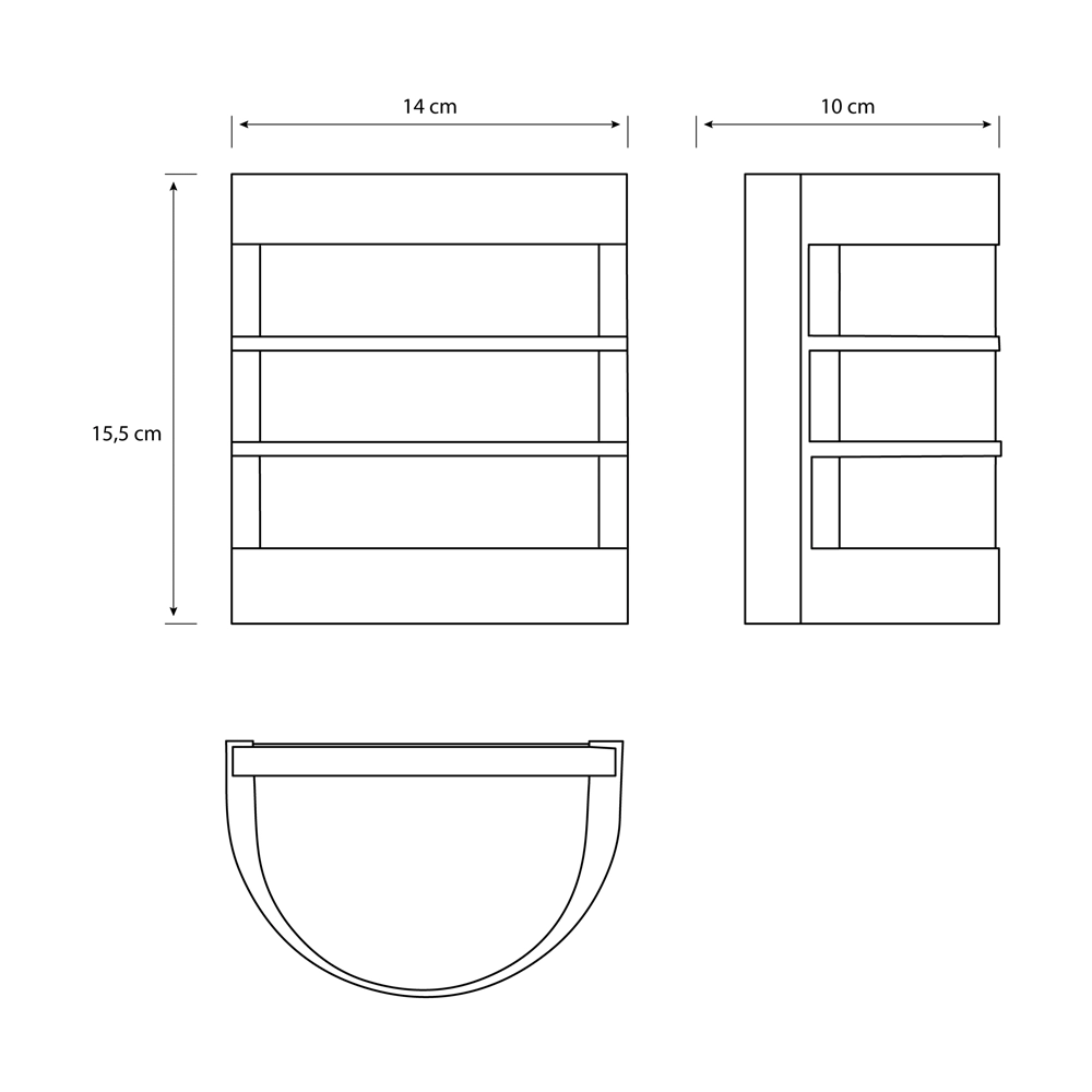 Aplique de pared exterior Calgary antracita Philips con medidas técnicas y dimensiones