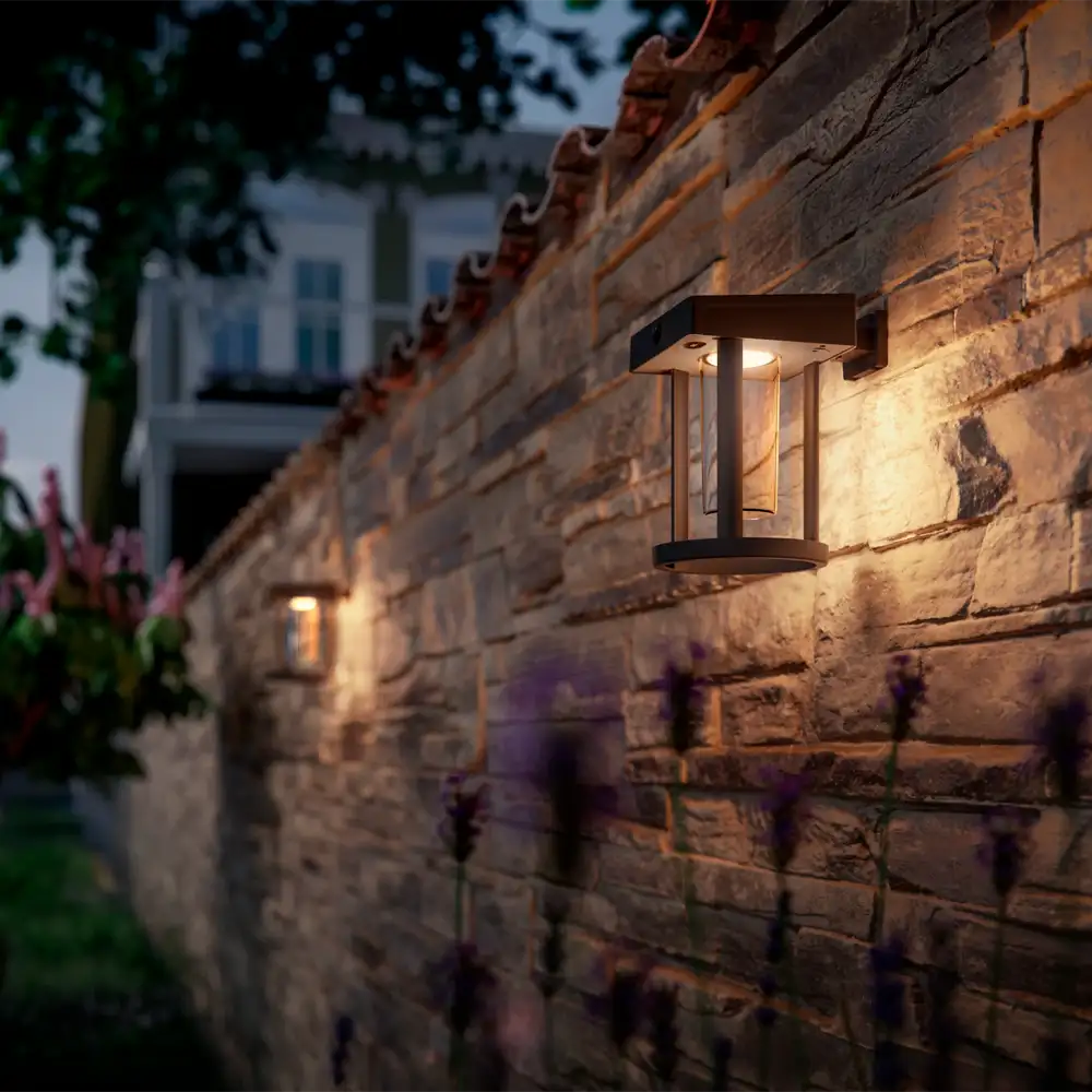 tiendas deco aplique camill c led 1 x 14w 3000k solar ultra eficiente con sensor negro m ip44 philips 4