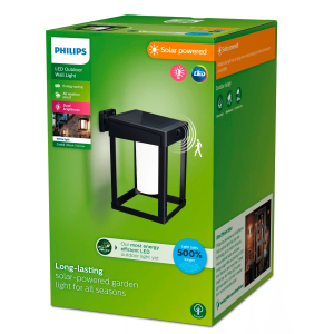 Aplique Camill C LED 1×1,4W 3000K Solar Ultra Eficiente con Sensor Negro M IP44 – Philips - Imagen 2