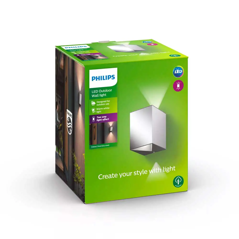tiendas deco aplique cistus led 2 x 45w 2700k niquel ip44 philips 3
