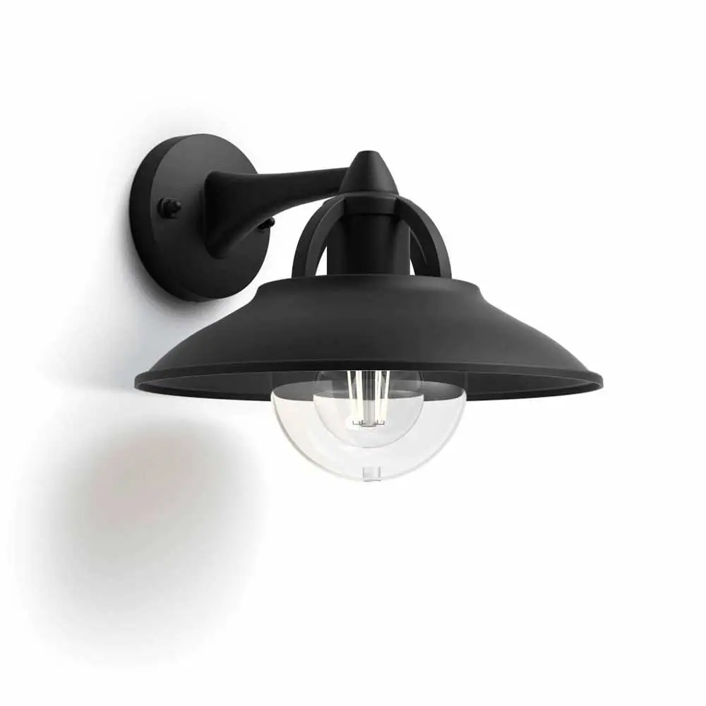 Aplique exterior Philips Cormorant negro IP44 vista lateral