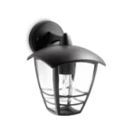 Aplique de pared exterior Creek Down negro Philips IP44 sin bombilla vista frontal
