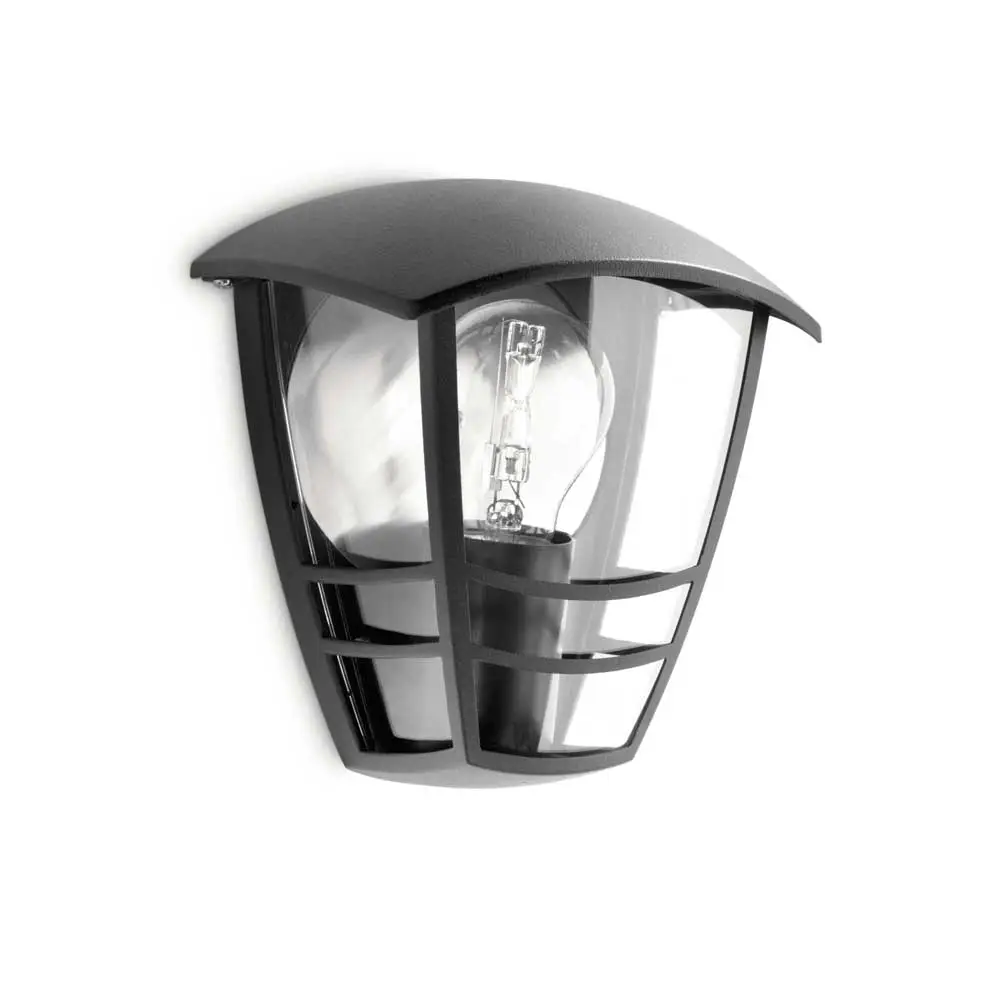 Aplique de pared exterior Creek negro Philips IP44 sin bombilla vista frontal