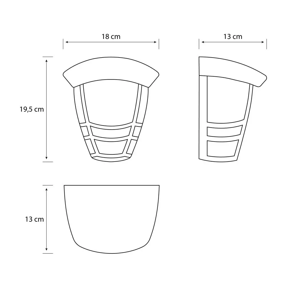 Aplique de pared exterior Creek negro Philips con medidas técnicas y dimensiones