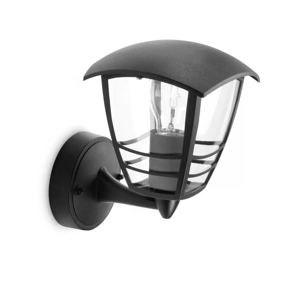 Aplique de pared exterior Creek Up negro Philips IP44 sin bombilla vista frontal