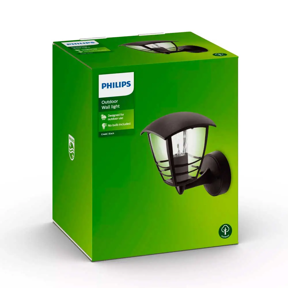 Caja packaging aplique exterior Philips Creek Up negro IP44 sin bombilla