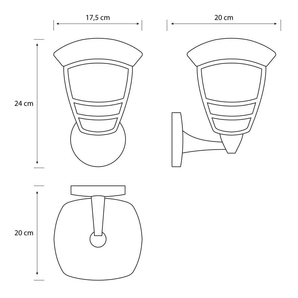 Aplique de pared exterior Creek Up negro Philips con medidas técnicas y dimensiones