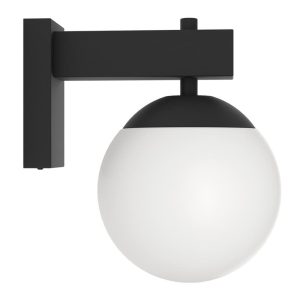 Aplique de Exterior Bufalata Negro con Globo Blanco E27 IP44 – Eglo - Imagen 1