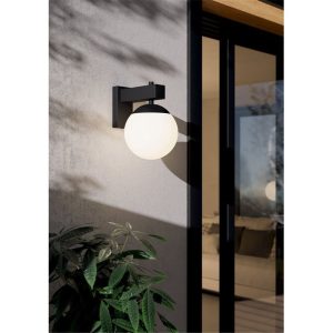 Aplique de Exterior Bufalata Negro con Globo Blanco E27 IP44 – Eglo - Imagen 5