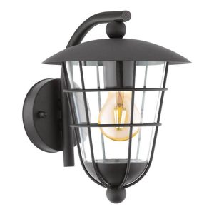 Aplique de Exterior Pulfero Negro de Acero IP44 – Eglo - Imagen 1
