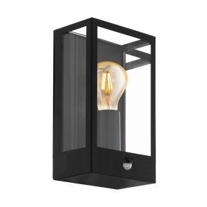 Aplique de Pared Alamonte con Sensor Acero Negro y Vidrio E27 IP44 – Eglo - Imagen 1