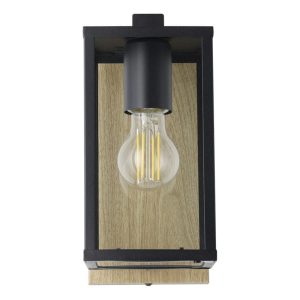 Aplique de Pared Exterior Budrone con Base de Madera y Vidrio E27 IP44 – Eglo - Imagen 3