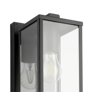 Aplique de Pared Exterior Budrone de Acero Negro con Vidrio E27 IP44 – Eglo - Imagen 2