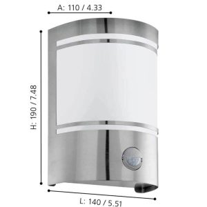 Aplique de Pared Exterior Cerno E27 con Detector de Movimiento – Eglo - Imagen 3