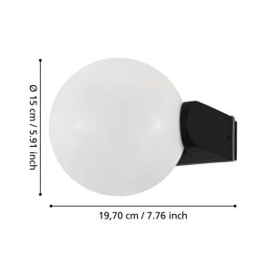 Aplique de Pared Exterior Rubio con Estructura de Aluminio y Esfera Blanca E27 IP64 – Eglo - Imagen 2