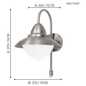 Aplique de Pared Exterior Sidney de Acero y Vidrio E27 – Eglo - Imagen 3