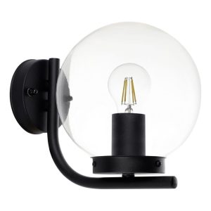 Aplique de Pared Exterior Taverna de Acero Galvanizado Negro con Cúpula Transparente E27 IP44 – Eglo - Imagen 1