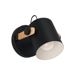 Aplique de Pared HORNWOOD de Madera y Negro – Eglo - Imagen 1
