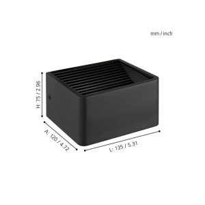 Aplique de Pared LED DONINNI 1 Negro 8x13,5 cm 6,2W 3000K IP55 – Eglo - Imagen 3