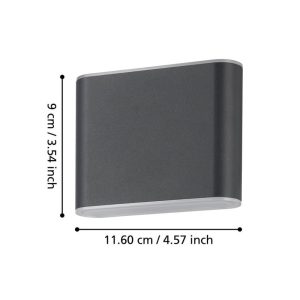 Aplique de Pared LED GRUTTI Alargado Antracita 115 mm 2,9W IP65 – Eglo - Imagen 2