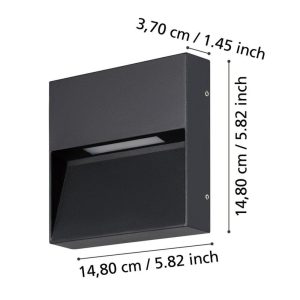 Aplique de Pared LED MARUGGIO Cuadrado Negro 4,8W IP65 – Eglo - Imagen 4