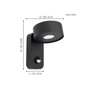 Aplique de Pared LED PALOSCO con Sensor de Movimiento 4,9W IP44 – Eglo - Imagen 2