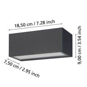 Aplique de Pared LED SPONGANO Horizontal Negro 2x5W IP65 – Eglo - Imagen 5