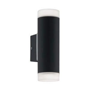 Aplique de Pared RIGA-LED Negro Cilíndrico con Montaje en Esquina 4000K IP54 – Eglo - Imagen 1