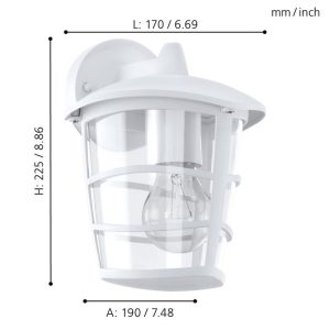 Aplique de Pared Tipo Farol ALORIA Moderno Suspendido Exterior Blanco E27 IP44 – Eglo - Imagen 3