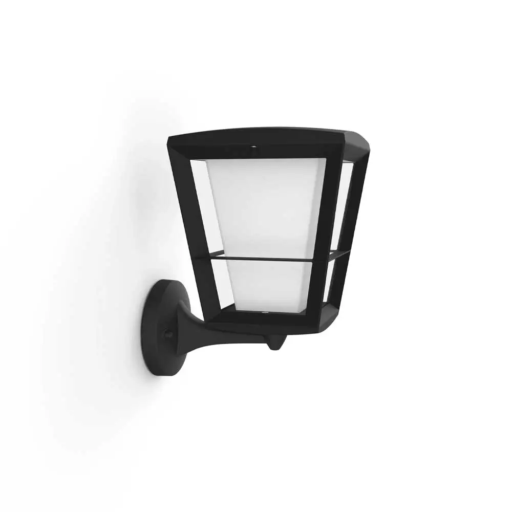 Aplique exterior Econic Up Philips Hue negro apagado vista lateral.