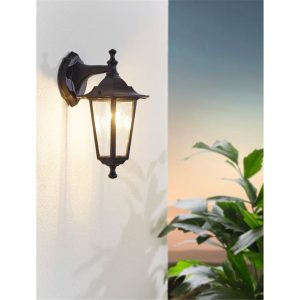 Aplique Exterior Colgante Tipo Farol LATERNA 4 Negro con Vidrio E27 IP44 – Eglo - Imagen 2