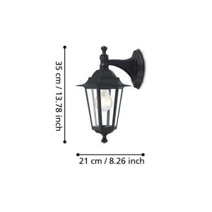 Aplique Exterior Colgante Tipo Farol LATERNA 4 Negro con Vidrio E27 IP44 – Eglo - Imagen 3