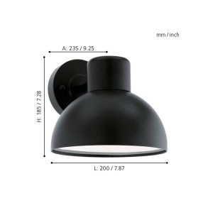 Aplique Exterior ENTRIMO Negro con Casquillo E27 IP44 – Eglo - Imagen 3