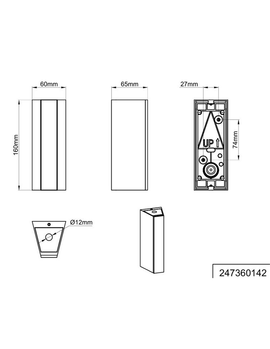 Aplique exterior LED Marne 16cm 5.5W 600lm 3000K IP44 antracita Trio Lighting plano técnico con medidas