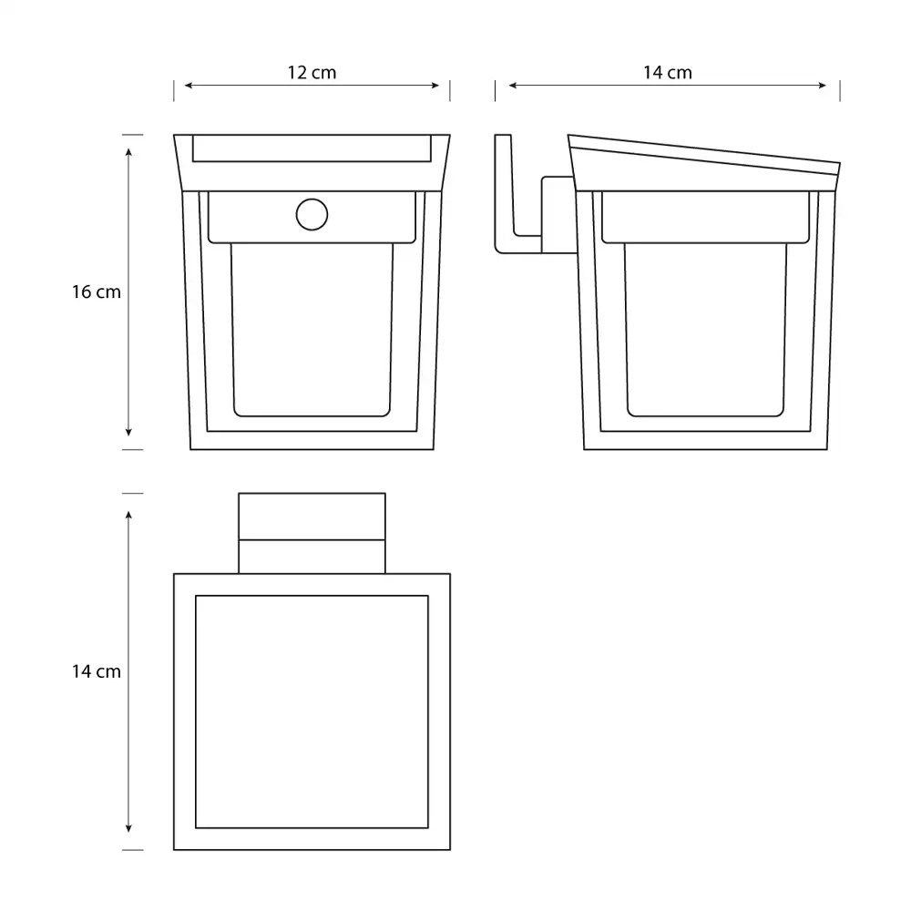 Aplique Philips Ezra LED solar negro IP44 con medidas técnicas y dimensiones