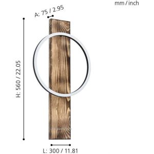 Aplique Interior LED BOYAL de Madera y Negro 12W 1700 lm – Eglo - Imagen 2