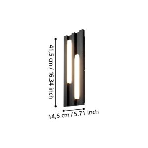 Aplique LED de Pared Exterior FANDINA Negro 2x4,2W 3000K IP55 – Eglo - Imagen 2
