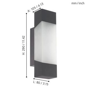 Aplique LED de Pared Exterior GORZANO Antracita 3000K IP44 – Eglo - Imagen 3