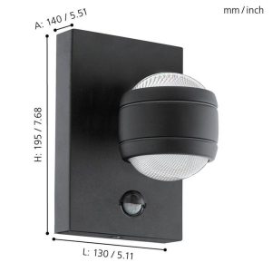 Aplique LED de Pared Exterior Sesimba Antracita con Sensor 3000K – Eglo - Imagen 2