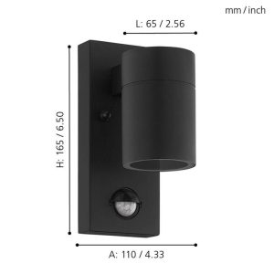 Aplique LED de Pared RIGA 5 Negro con Sensor de Movimiento 3000K IP44 – Eglo - Imagen 4